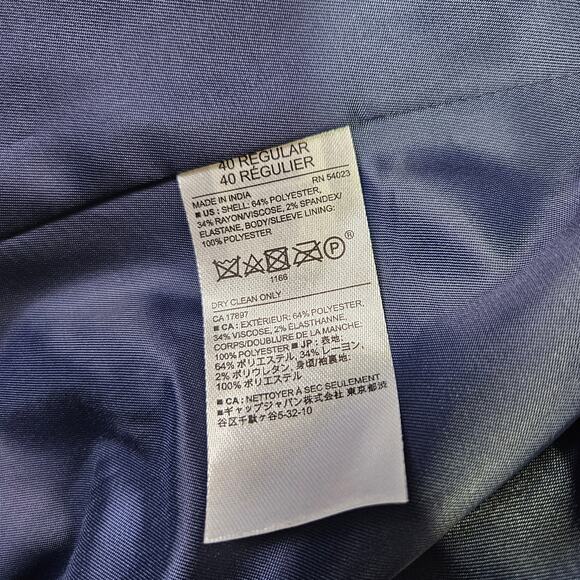 Banana Republic Mens Sharkskin Blazer Slim Fit Jacket 40R Navy Blue Stretch NEW - Picture 10 of 14